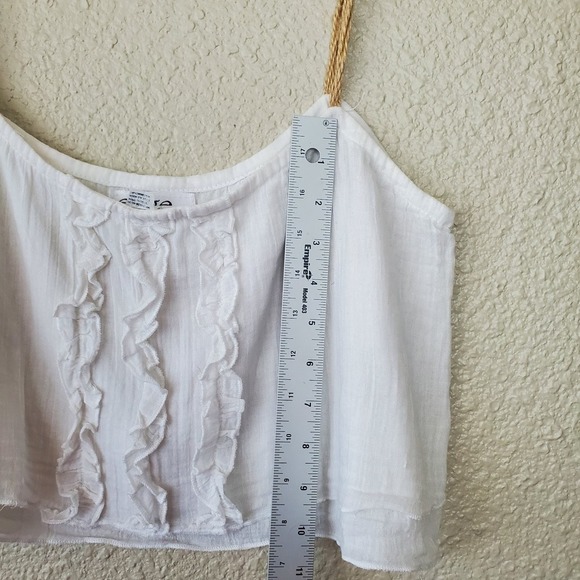 eloge white women's top blouse with sleeves 100% cotton size S summer vacation b - Picture 4 of 7